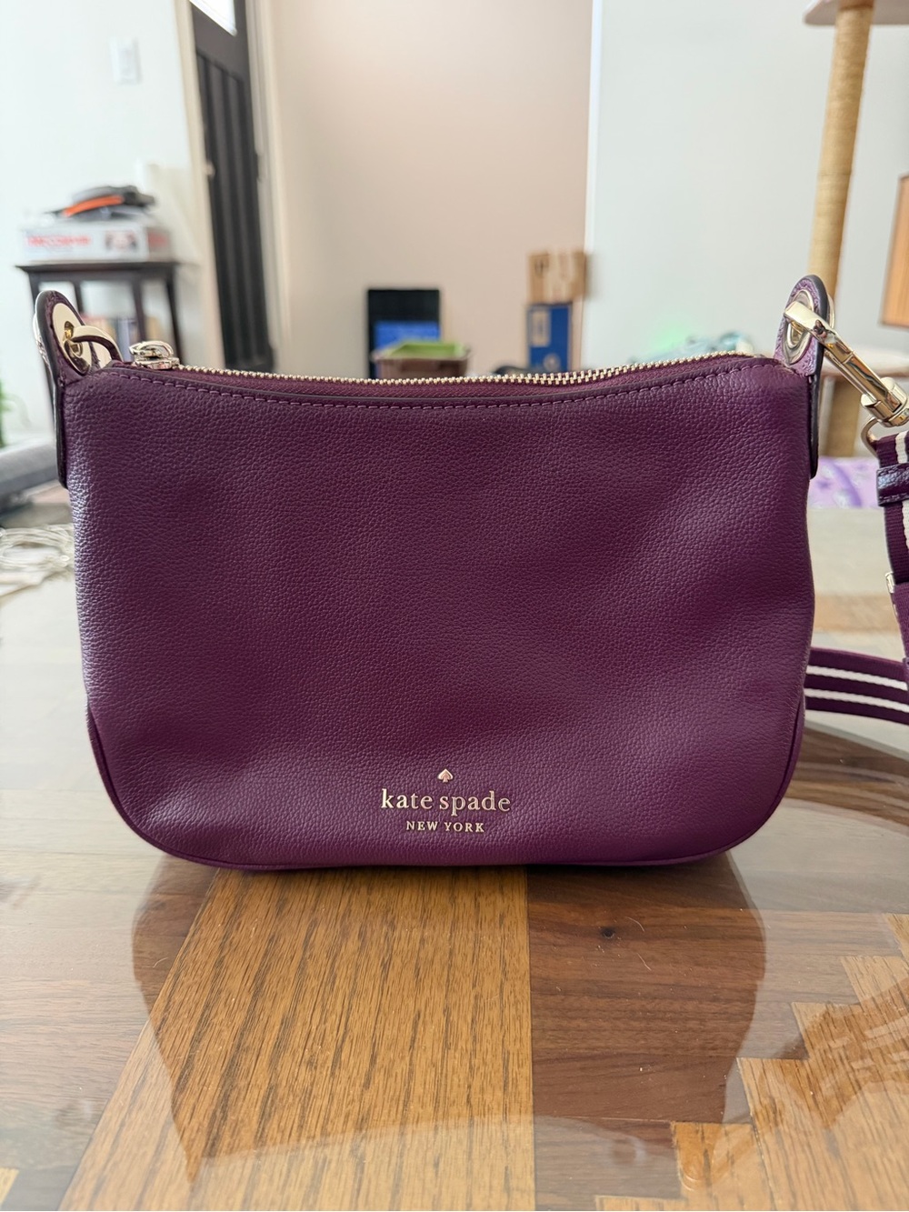 kate spade Plum Leather Crossbody with Gold Hardware
